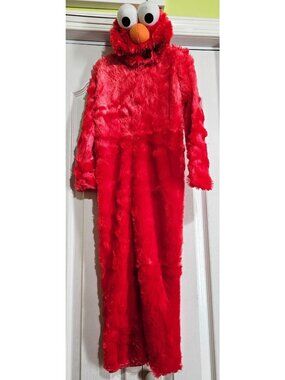 Elmo Sesame Street Toddler Costume 4-6 Halloween Red Furry Monster Hood Kid Soft